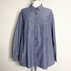 EMANUEL UNGARO Pinstripe Long Sleeve Button Down Shirt